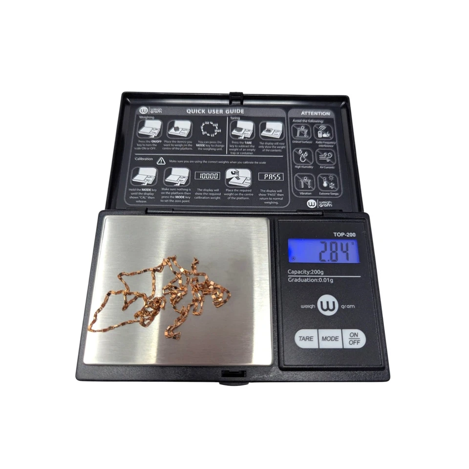 "Collar de cadena italiano de oro de 14 quilates eslabones finos de oro rosa de 22"" hecho en Italia" Foto 3 de 4