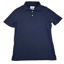 Goodfellow  Co Mens Navy Blue Geometric Print Cotton Polo Shirt Short Sleeve M
