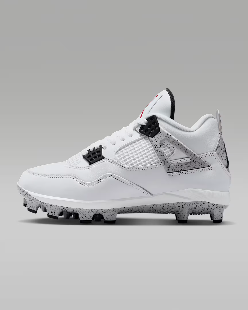 Jordan 4 Retro MCS White Cement Baseball Cleats HQ0209-106 Fire