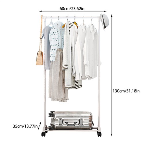 Heavy Duty Clothing Garment Rack Rolling Clothes Organizer Double Rails Hanging - Foto 6 di 16