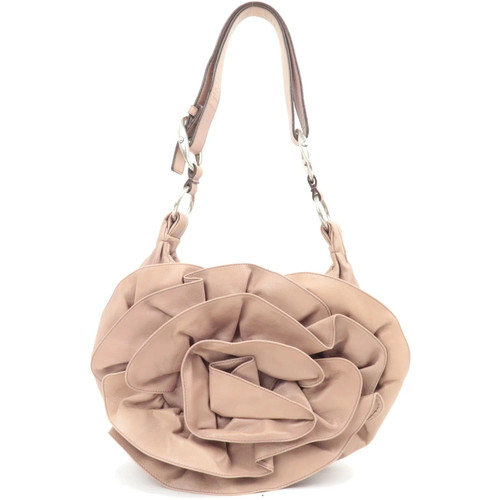 SAINT LAURENT YSL Nadja Leather Shoulder Bag Pink Beige Authentic