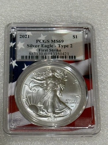2021 Silver Eagle Type 2  PCGS MS69 First Strike ~~ Rare Flag Core  ~~ No Spots