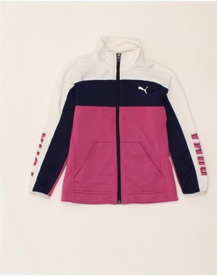 Puma Mädchen Grafik Trainingsanzug Oberteil Jacke 5-6 Jahre Pink Colourblock BJ11