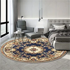 [Bohemian Velvet Area Rug-Round,Lightweight,Machine Washable,Non-Slip,Flat Woven