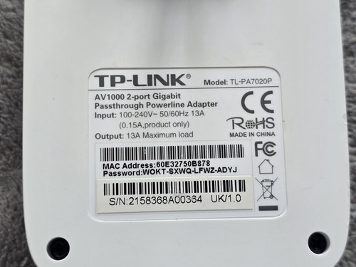 2x TP-LINK TL-PA7020P 1000MBPS Powerline Adapters - Used - Photo 4/6