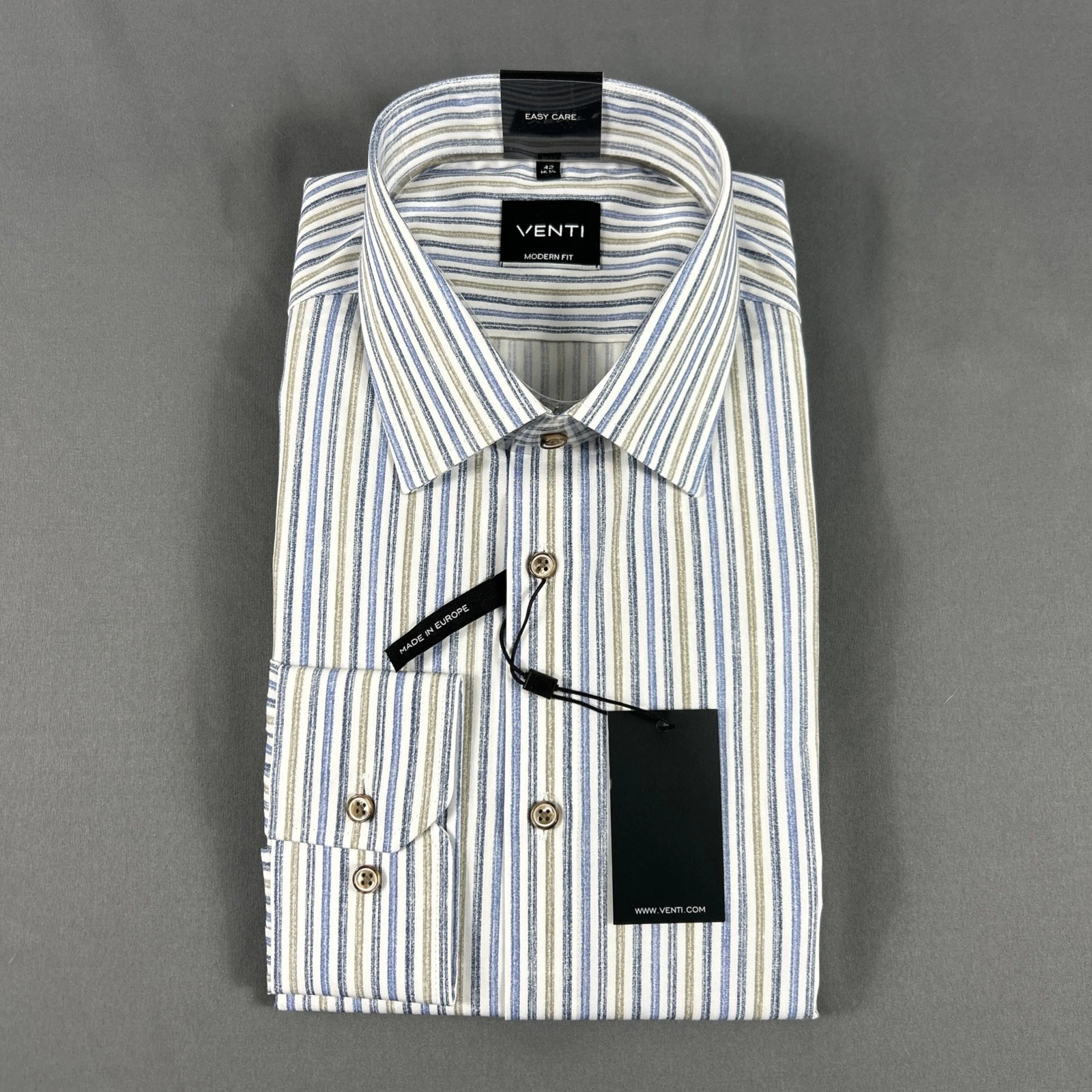 Venti Dress Shirt Button Down Easy Care Striped 42 16.5 Multicolor NWT MSRP $70