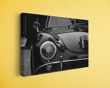 Classic Porsche Car Canvas Poster - Black and White Retro Wall Art for Car Fans