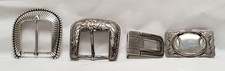 Lot of 4 Vintage Silver Tone Belt Buckles