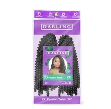 Darling Passion Twist Crochet Hair 2X Pack, 24 inch, 1B, Adult, Women