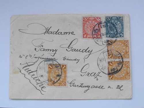 Rare China Ganzsache Brief China Autriche Österreich