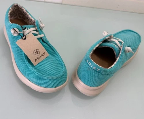 New Ariat Hilo Turquoise Corduroy Shoes Womens Size 8 Loafers Slip On NWT