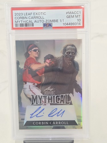 2023 Leaf Exotic Mythical Corbin Carroll 1/1 RC AUTO Zombie Prismatic PSA 10 GEM - Picture 2 of 4