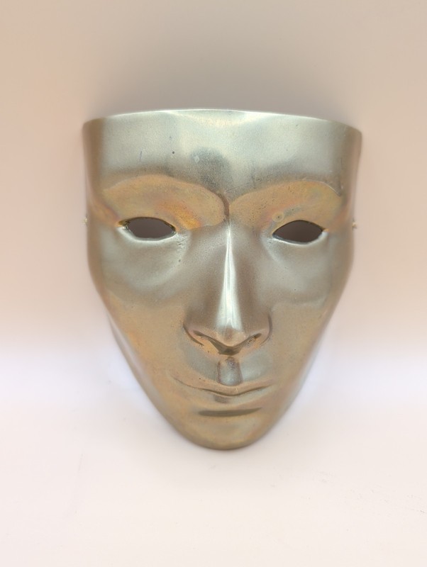 Vtg Hanging Brass Face Mask By Seymour Mann - Made In Taiwan MCM 6x5" Unpolished