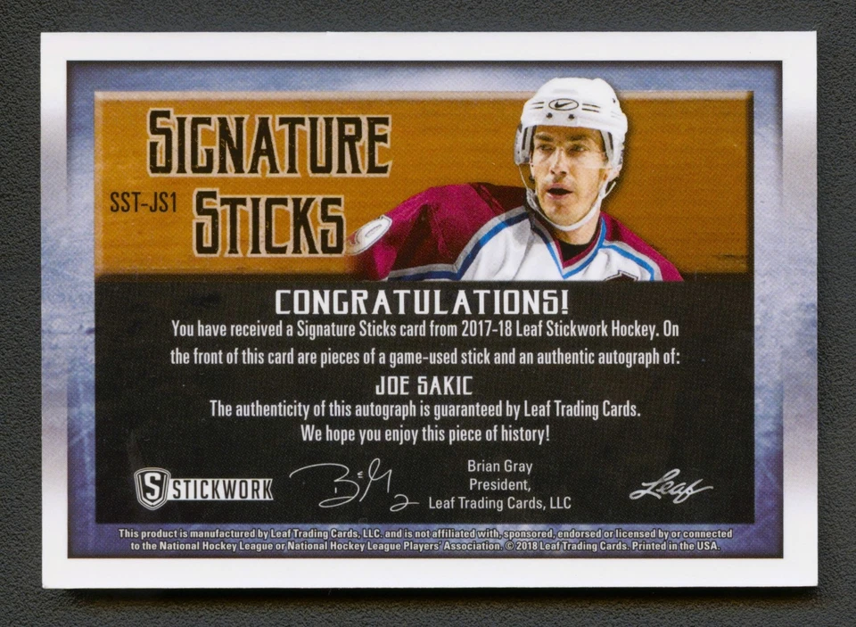 Parche reliquia adhesivo palos firma hoja Joe Sakic 2018 autógrafo/15 Foto 2 de 2