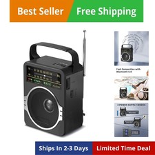 Portable AM FM Radio, Bluetooth 5.0 Radios 5 Watts Loud Speaker,FM Radio Buil...