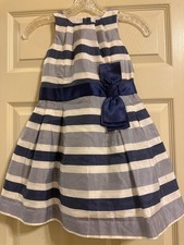 Janie and Jack Blue and White Striped Dress Girls Size 5