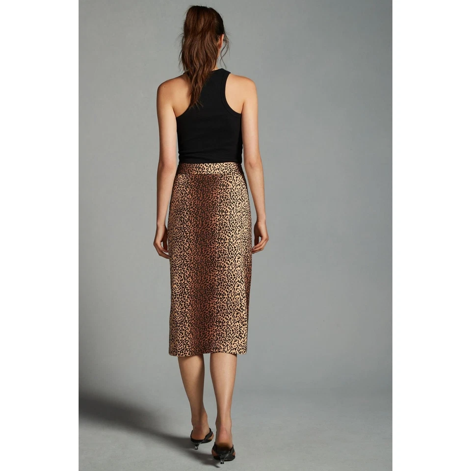 NUEVO CON ETIQUETAS Falda Midi Mare x Anthropologie Utilitaria PANA $148 PEQUEÑA Guepardo Foto 4 de 4