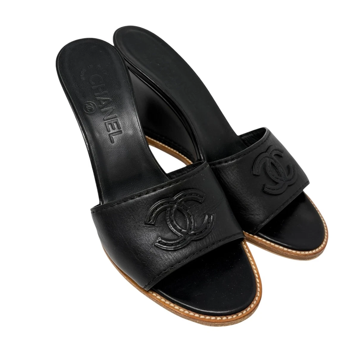 CHANEL Slide Mid (2-2.9 in) Heel Height Sandals for Women for sale