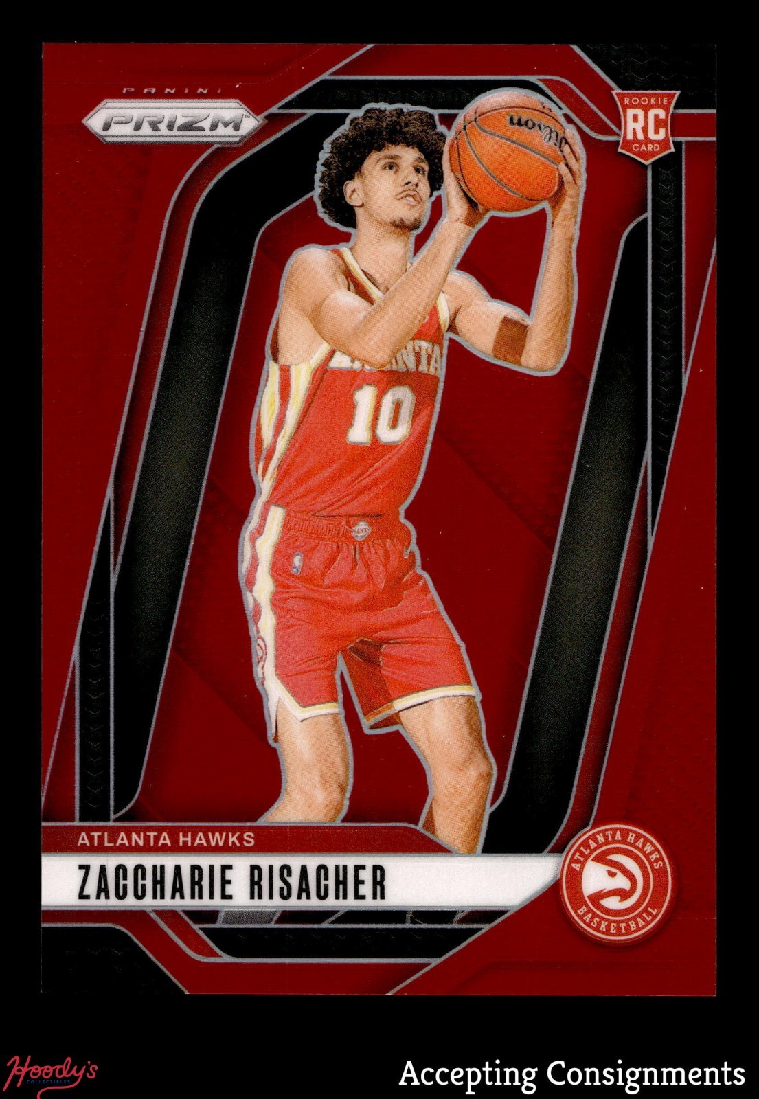 2024-25 Panini Prizm Prizms Red #265 Zaccharie Risacher 142/299 ROOKIE RC HAWKS