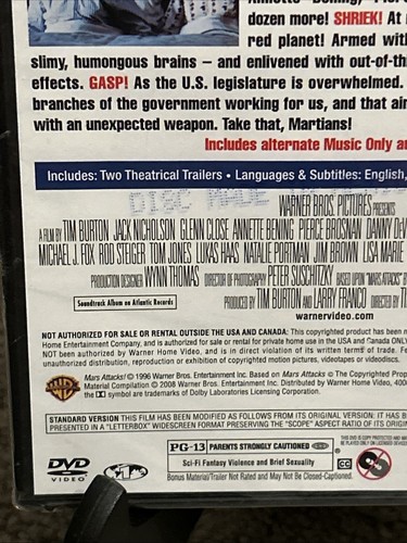 Mars Attacks! DVD Jack Nicholson Brand NEW 👽 BUY 3 DVDs GET 1 FREE - Picture 3 of 8