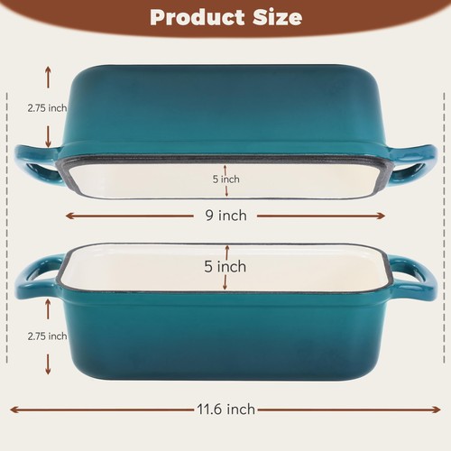 Cast Iron Loaf Pan With Lid, Enameled Bread Loaf Pan For Homemade Bread Sourd... - Picture 2 of 7