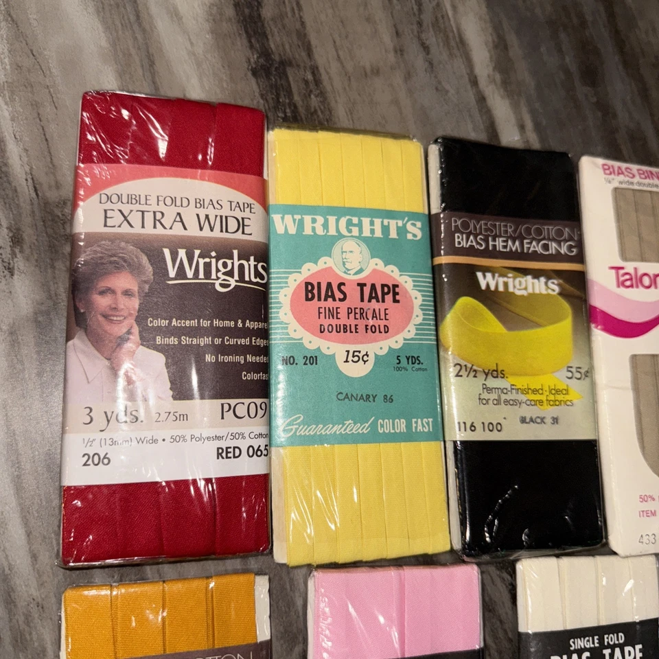 Lote De Colección De 11 Cinta Sesgada Surtido Varios Colores Tamaños Wright’s Talon Foto 2 de 4