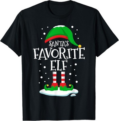 Santa's Favorite Elf Christmas Family Matching Xmas Funny T-Shirt