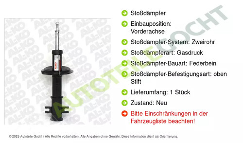 Stoßdämpfer Federbein für Fiat Bravo I 182 95-01 Vorne KYB 334696 - Foto 2 di 6