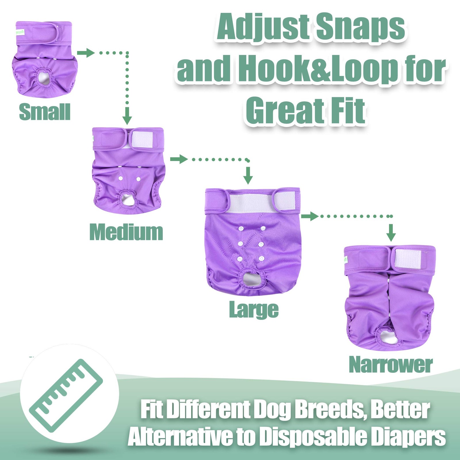 wegreeco Washable Reusable Premium Female Dog Diapers, Medium Large Small Dog...