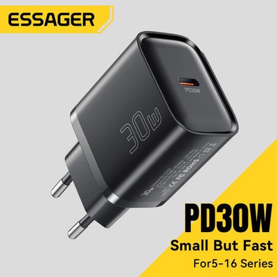 Essager Mini 30W USB-C Ladegerät PD QC3.0 Schnellladegerät Reiseadapter