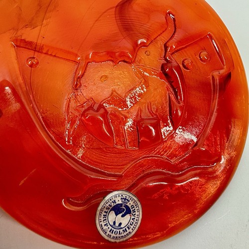 HOLMEGAARD Arche Noah SUNCATCHER MICHAEL BANG 1968 Orange UV Elefant Blenko Ära - Bild 1 von 11