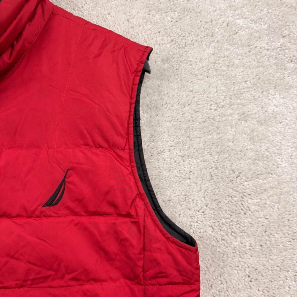 Chaleco acolchado Nautica Puffer para hombre talla mediana rojo negro REVERSIBLE bolsillos plumón Foto 3 de 4