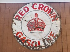 1930s Red Crown Gasoline porcelain sign gas oil company shell texaco gulf mobil 