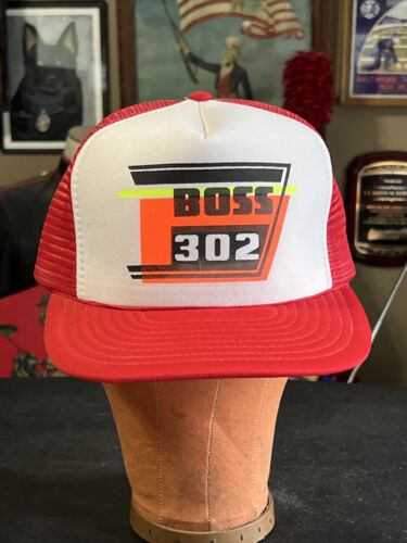 Chapeau de camionneur vintage années 1980 maille Snapback Boss 302 - Photo 1 sur 3