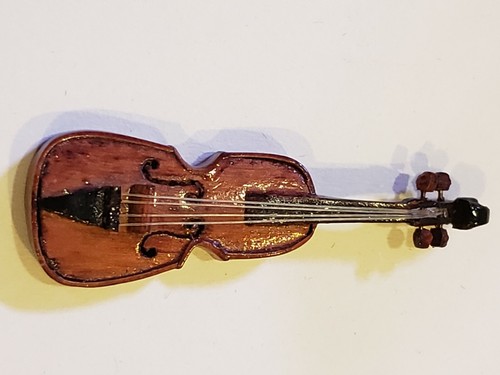 DOLLHOUSE MINIATURE ARTISAN Wooden VIOLIN AND BOW - Picture 6 of 6