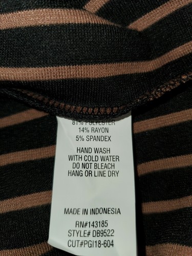 Nuevo con etiquetas Popular Basics Negro/Bronceado Rayas Mangas Cortas Vestido Espalda Cremallera Medio - Imagen 9 de 9