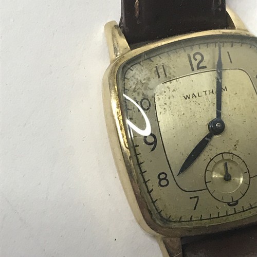 VINTAGE 1950's WALTHAM 17j Square Dial Sub Second Mens Wrist Watch 4 - Picture 5 of 11