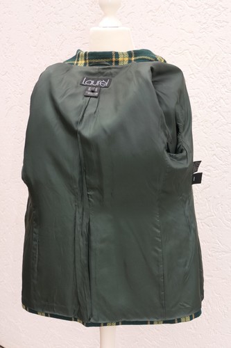 Vintage 90er Jahre Laurel 100 % Wolle grün und gelb karierter Tartan-Blazer - Bild 12 von 15