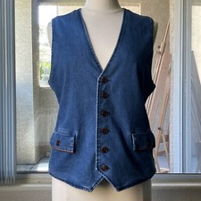 Orvis Denim V-neck Women Denim Blue Sleeveless Jean Vest Western Jacket In Exce