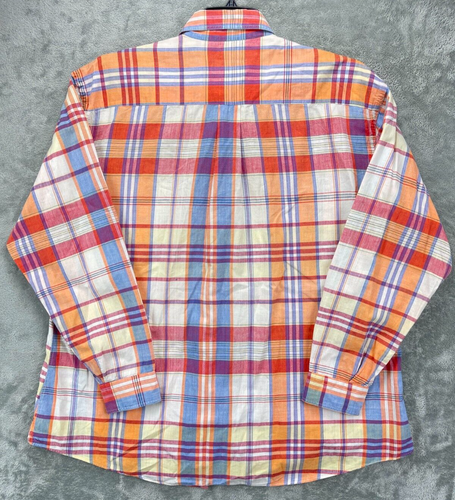 J McLaughlin Men's Shirt XL Indian Cotton Madras Plaid Long Sleeve Button Down - Picture 8 of 9