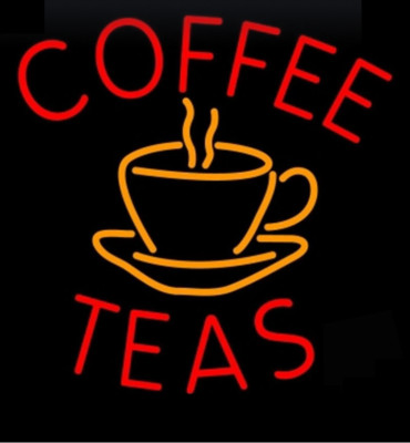 Coffee Teas Neon Light Sign 17''x14'' Lamp Real Glass Poster Handmade Decor UX