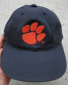Details About Vintage Clemson Tigers Tiger Paw Logo Adjustable Osfa Hat Cap Navy Blue Vg