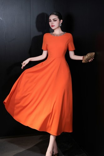 Luxury Summer Women's Round Neck Short Sleeve Fashion A-Line Evening Party Dress - Picture 16 of 26