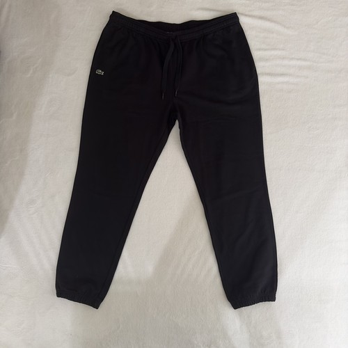 Men's Lacoste Black Tapered Fit Fleece Trackpants $98