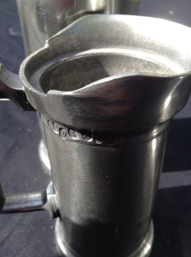 3 ANTIQUE FRENCH PEWTER MEASURES LITRE DEMI DOUBLE DECILITRE MARKED METAL DRINK - Picture 10 of 12