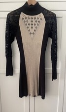 Yuka knit turtle neck dress size S black beige