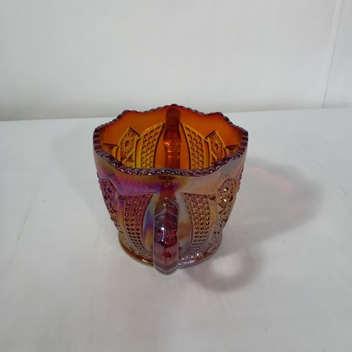 Vintage Indiana glass heirloom iridescent sunset Red Carnival Open Sugar Bowl - Picture 4 of 8