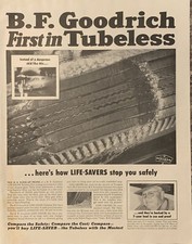 1955 BF Goodrich Life-Saver Tires PRINT AD CD Myers Dallas Tubeless VTG 1950s