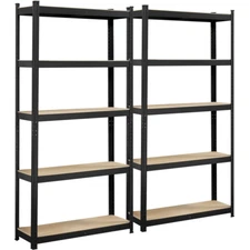 GARAGE SHELF RACKS 2 Piece 5 Tiers Steel Freestanding Adjustable Shelving