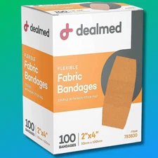 Dealmed 2" x 4" Flexible Fabric Adhesive Bandage, Box of 100